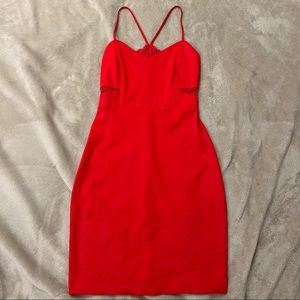 Express Red Lace Inset Cut-out Back Cami Dress